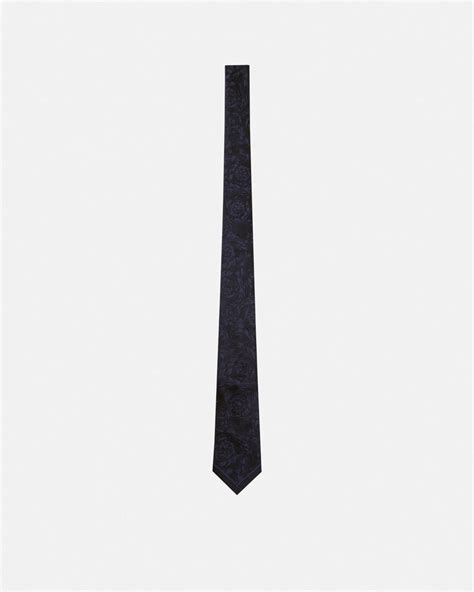 versace tie navy blu with pp|Versace Barocco Jacquard Silk Tie .